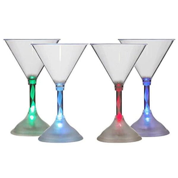 LED Flashing Plastic Martini Cocktail Glasses