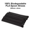 PLA Spoon Straws 100% Biodegradable (Black)