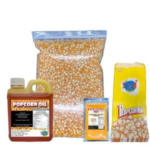 300 Serves Popcorn Kit with 300 pcs Popcorn Bag Includes Kernels, Oil, Salt